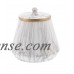 Decmode Modern Ceramic Marble Oval Jar, White   566920307